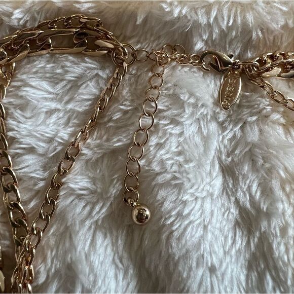 NEW NATASHA 3 Layer Gold Tone Necklace Lobster Clasp - Picture 2 of 5